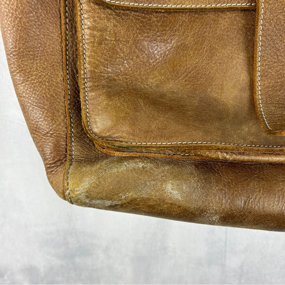 ROOTS Tribe Leather Large Shoulder Bag Brown 16" x‎ 16x - Picture 4 of 4